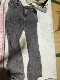 グレー デニム フレアパンツ