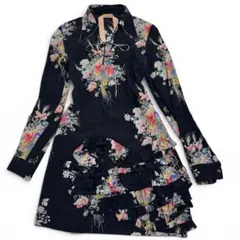 N°21 シルク 100% シフォン ワンピース ボウタイ 花柄 フリル 36のサムネイル