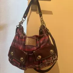 A*C様 COACH POPPY パープルチェックショルダーバッグ