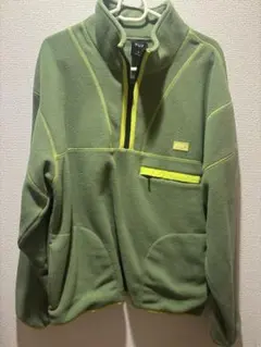 【美品】HUF フリース ジャケット ハーフジップ S グリーン