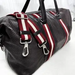 【美品】バリー ボストンバッグ 2way パンチング レザー ブラウン