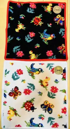 FEILER ハイジ 花と昆虫デザイン タオルハンカチ 新品未使用 ２枚セット