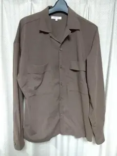 GLOBAL WORK オープンカラーシャツ Sサイズ 茶色 カジュアル 古着屋