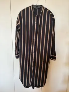 【即日配送】ミズイロインド　ストライプ 長袖シャツワンピース