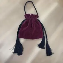 ZARA ワインレッド コーデュロイ 巾着バッグ