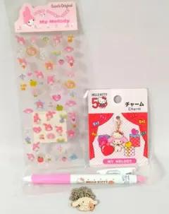 サンリオ マイメロ シナモン キティ チャーム ネックレス ペン シール セット
