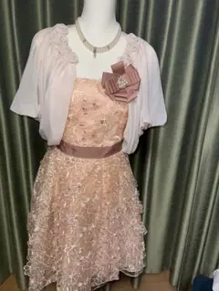 Bo・Dre サーモンピンク フラワーモチーフドレスとショール 美品！