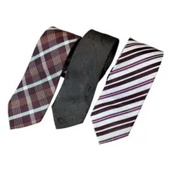 【お得セット】ネクタイ3本 シルク系 ストライプ チェック ビジネス フォーマル