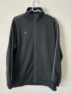ブラック ジップアップジャケット トラックジャケット　R刺繍