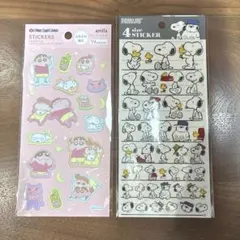 スヌーピー SNOOPY クレヨンしんちゃん　4サイズステッカー