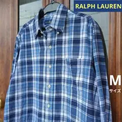 現行タグ【RALPH LAUREN】ボタンダウン/チェックシャツ/青系/Mサイズ