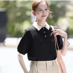 新品☆ ロペピクニック レイヤード風 ニット ポロシャツ ブラック