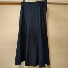 ダークデニム フレアロングスカート
