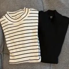 ユニクロ　リブハイネックt 2枚セット