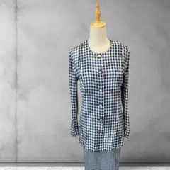 USA古着 小花柄　ギンガムチェック　ツーピース風ワンピース　レトロファッション