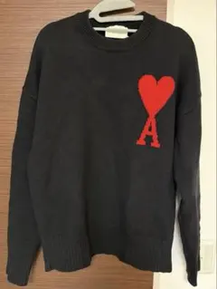 【正規品】amiparis ハート刺繍 ブラックニットセーター