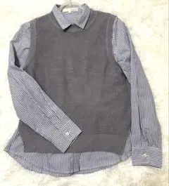 pink adobe ストライプシャツとニットベスト M