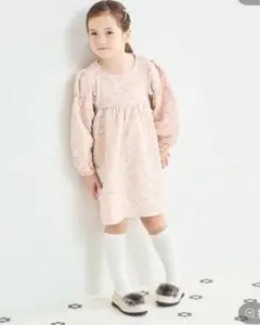 ペアマノン　ふくれジャガードボリューム袖花柄ワンピース