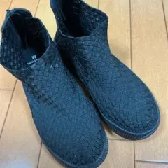 ブラック編み込みブーツ Mサイズ