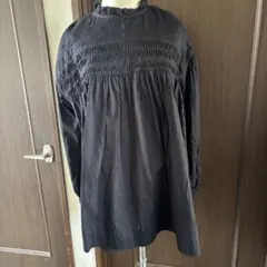 サマンサモスモス SM2 ピンタックブラウス 黒 フリル襟 ナチュラル ゆったり