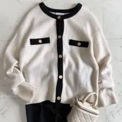 美品 プラステ エクストラファインメリノミドルゲージウール カーディガンニット