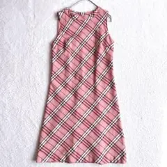 希少カラー✨バーバリー ロングワンピース ノバチェック ロゴ刺繍 ピンク y2k