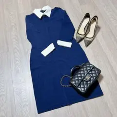 LAUREN RALPH LAUREN 襟付きニットワンピース　結婚式　学校行事