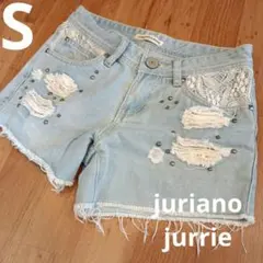 S　ダメージ加工　デニム　ショートパンツ　y2k グランジパンク　平成ギャル