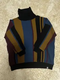 ANGENEHM マルチストライプボリュームネックニットプルオーバー L
