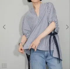 ⚫︎最終値下⚫︎アダムエロペ リボンシャツ ライトブルー - メルカリ