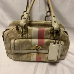 Coach コーチ ハンドバッグ ベージュ/ホワイト/ピンク