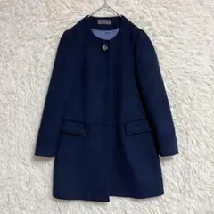 【Freesia by FREE'S MART】ノーカラーコート (M) 紺