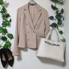 セオリー　theory ベージュ ダブルブレストジャケット　シルク　絹　上質　S