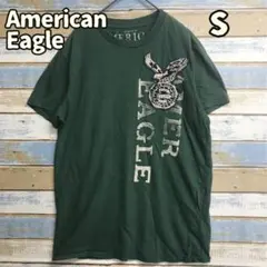 アメリカンイーグル ロゴTシャツ 緑 S クルーネック トップス【か414】のサムネイル