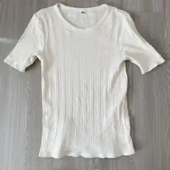 UNIQLO アイボリー 半袖リブトップス M