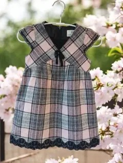 超美品☆人気 組曲 キッズフォーマルワンピース チェック柄 S 110