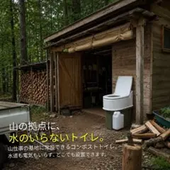 山林・山小屋用トイレ　電気・水不要のコンポストトイレ　山仕事の作業場に常設可 山林・山小屋用トイレ 据置型 電気・水不要のコンポスト 山仕事の
