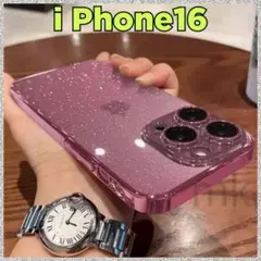 iphone16 スマホケース クリア ラメ 軽量 ピンク