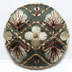 インド刺繍　№3615　カーキ花　㊳ミリ