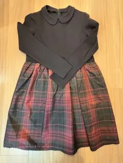 組曲　フォーマルワンピース 黒と赤のチェック