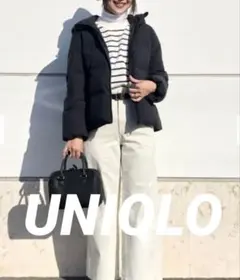 美品⭐️美シルエットUNIQLOユニクロ　シームレスダウンパーカーブラック　L
