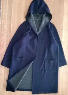 ⭐在庫大処分セール⭐フード付きロングカーディガン　ネイビー　Ｌサイズ。。。