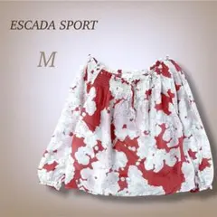 エスカーダ 花柄 シアーブラウス シルク混 オフショルダー ギャザー 春服 Mのサムネイル
