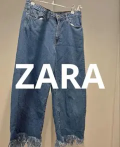 ZARA レディース　デニム　無地　ワイドパンツ