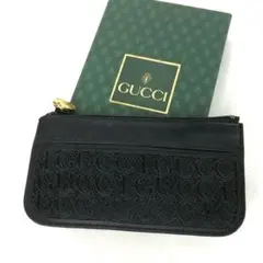 GUCCI グッチ マイクロシマ レザー コインケース ブラック メンズ
