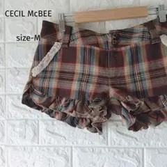【300円〜】CECIL McBEE セシルマクビー チェック柄 フリル パンツ