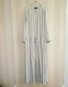 ANGELIEBE ロングワンピース プリーツスカート 薄手 グレー M～L