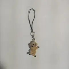 ビーズ犬型トイプードル　携帯ストラップ　ハンドメイド