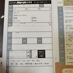 Myojo 5月号 プレゼント＆アンケート用紙 ハガキ