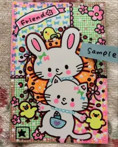 【手描きイラスト】うさぎと白猫とひよこ(仲良し)